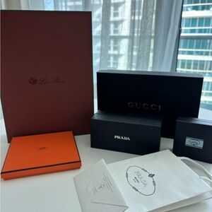 Authentic Luxury Empty Boxes Lot Gucci Prada Hermes + Prada Shopping Bag